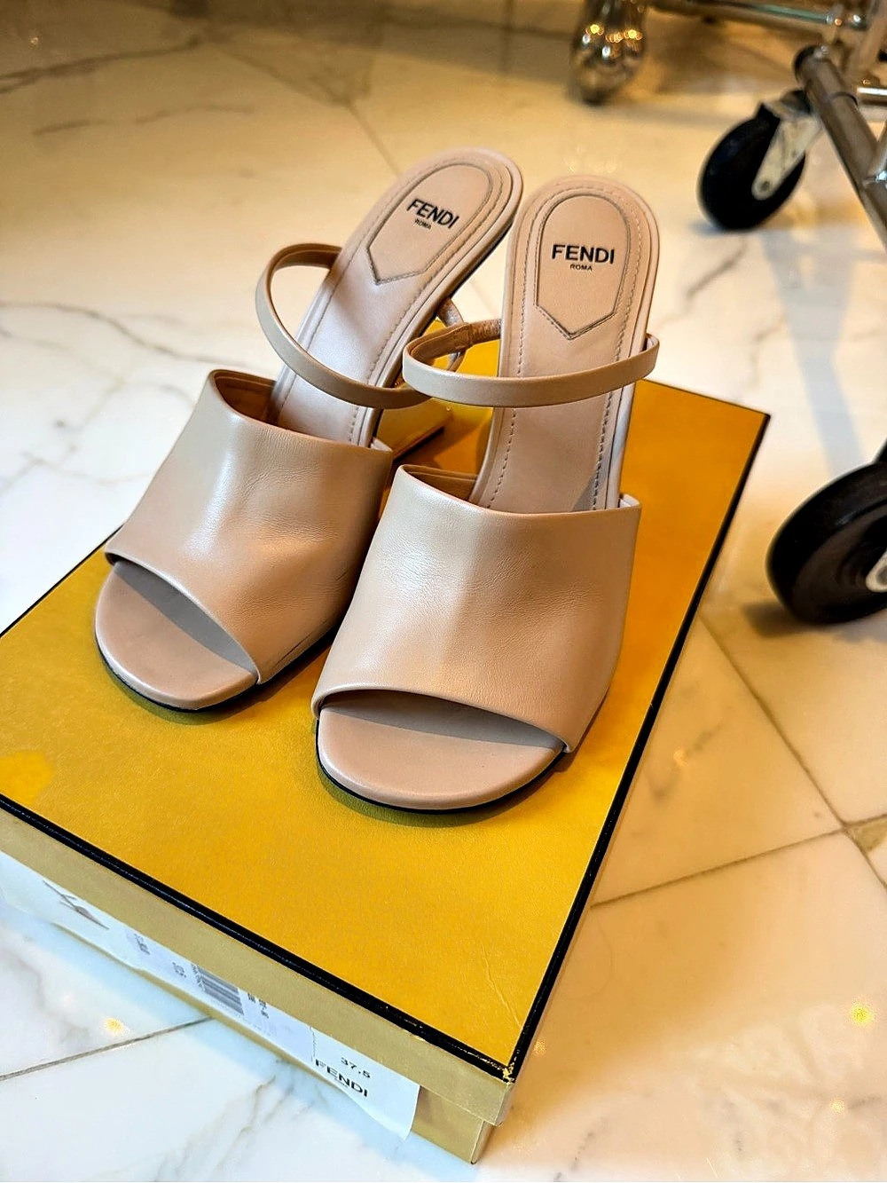 Fendi First 95mm Slide Sandals Heels Pink EU 37.5